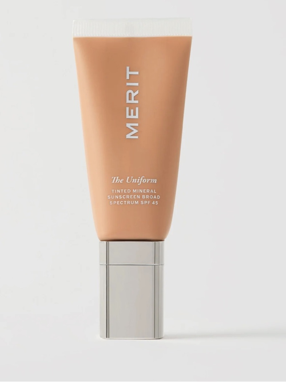 Merit 15 medium cool olive The Uniform TINTED MINERAL SUNSCREEN SPF 45